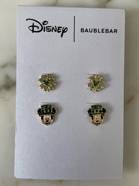 Disney BaubleBar Green Clover and Mickey St. Patrick’s Day 2 Pack Earring Set